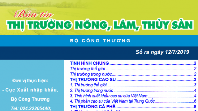  Trung tâm thông tin CN & TM ra mắt Bản tin Thị trường nông, lâm, thủy sản Số ra ngày 12/7/2019