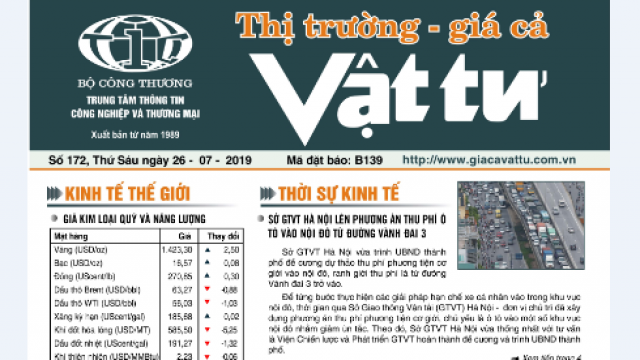 Trung tâm TTCN và TM ra mắt Bản tin Thị trường Giá cả Vật tư Số 172, Thứ Sáu ngày 26/7/2019 