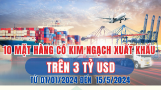 10 mặt hàng có kim ngạch xuất khẩu cao nhất từ 01/01/2024 đến 15/5/2024