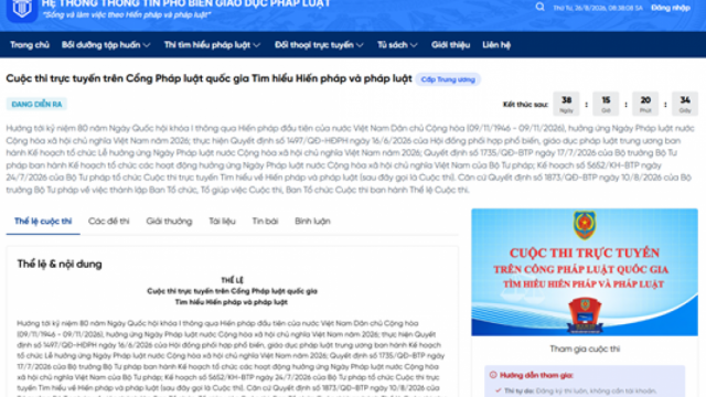 Nghệ An: Sở Công Thương phát động cuộc thi trực tuyến tìm hiểu Hiến pháp và pháp luật trên Cổng Pháp luật quốc gia 