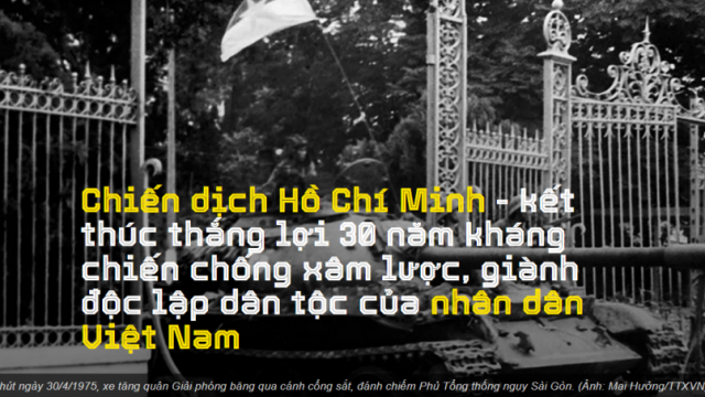 Chiến dịch Hồ Chí Minh - kết thúc thắng lợi 30 năm kháng chiến chống xâm lược, giành độc lập dân tộc của nhân dân Việt Nam